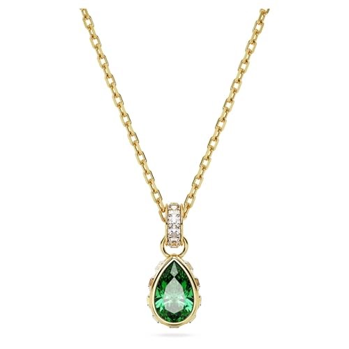 Swarovski Chroma Halskette, Grüne und Vergoldete Damenhalskette mit Strahlendem Anhänger