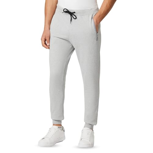 FM London Herren Slim Fit, Jogginghose Für Sports Jogger, Grau, L EU