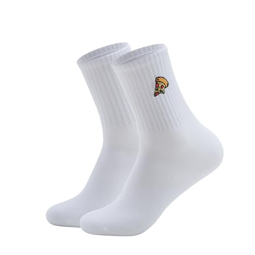RF&CM Bestickte Pizza Socken - Sportsocken, Tennissocken, Lustige Geschenk Socken für Damen und Herren, Pizza-Liebhaber, Gfit zum Geburtstag