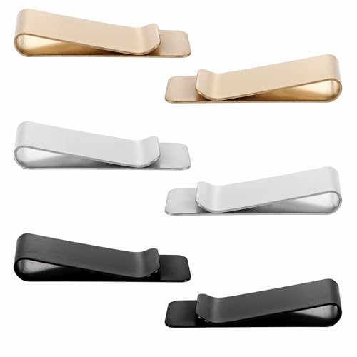 YUXIANLB Edelstahl Geldklammern Schlanke Metallklammern für Geldbörsen Bargeld Elegante Visitenkartenhalter mit Silber 6 Stück Gold Finish Geldscheine Ausweise Kreditkarten Mitgliedskarten Hochzeiten