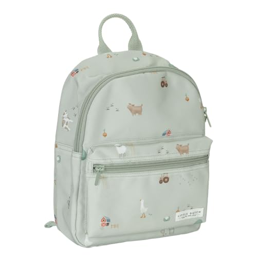 Little Dutch 4945 Kinderrucksack - Little Farm grün (29x22,5x12 cm)
