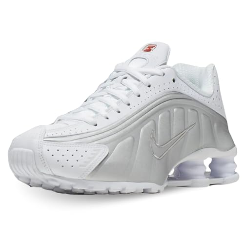 Nike Damen Shox R4 Sneaker, Mehrfarbig (White/White/Metallic Silver/Max Orange 000), 37.5 EU