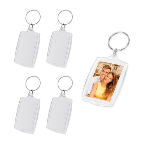 4-Stück Personalisierter Schlüsselanhänger Foto,Schlüsselanhänger Selber Machen für Foto,Beidseitig foto Anhänger,Kreative Transparent Acryl Blank Fotorahmen schlüsselanhänger und Taschenanhänger