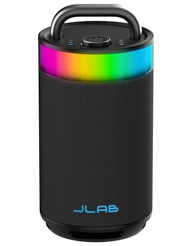 JLab Epic Party Tragbarer Bluetooth Lautsprecher Groß mit 16+ Std Akkulaufzeit - 100W Kabellose Musikbox mit RGB Licht & 360-Grad Sound, IP56 Wasserfest, Custom EQ, Schwarz