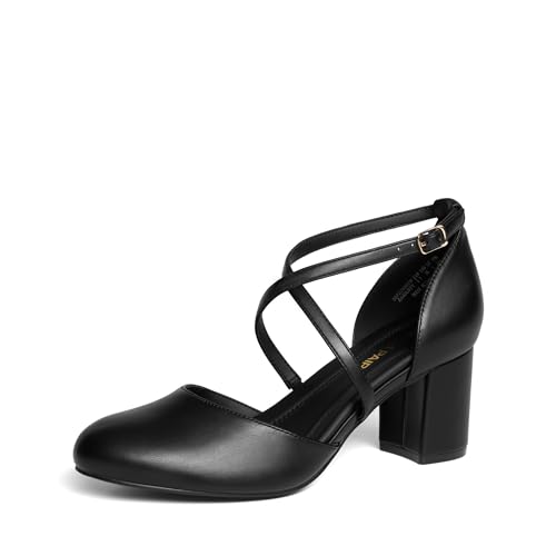 DREAM PAIRS Damen-Pumps mit geschlossener Zehenpartie,Size 43,Schwarz-Pu,SDPU26002W