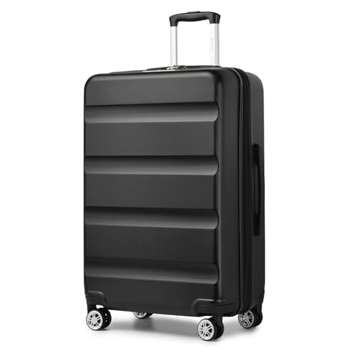 KONO Koffer Trolley Groß Erweiterbares Hartschalengepäck Leichte Koffer XL mit TSA-Schloss und 4 Doppelspinnrollen ideal für Reisen und Business 75x47.5x29.5cm, Schwarz