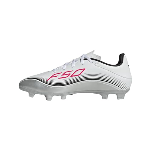 adidas Unisex F50 Messi Club Firm Ground/Multi Ground Football Boots, Cloud White/Lucid Red/Silver Metallic, 43 1/3 EU