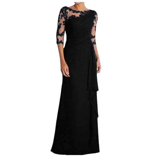 Abendkleider für Hochzeit, Cocktailkleid Damen Lang Spitze Spaghettiträger Abendkleider Elegant für Hochzeit mit Schlitz Rückenfrei Festliche Kleider Damen Bodenlang Brautjungfernkleider