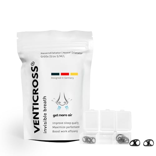 Venti Cross Nasendilatator 2.0 - Unsichtbar | Verbesserte Atemwege & freier Schlaf gegen Schnarchen | Nasenspreizer | Designed in Germany | Medizinisches Silikon | Wohlbefinden | Nasenatmer (S, M, L)