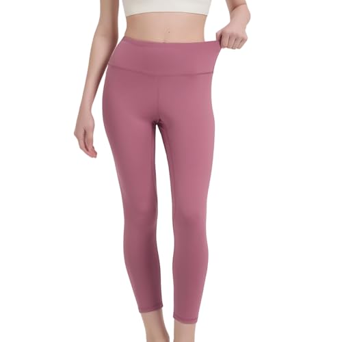 HYCOPROT High Waist Leggings Damen Butterweich Blickdicht Sporthose Bauchkontrolle Dehnbar Workout Tights Yogahose Schnelltrocknend Atmungsaktiv Fitnesshose Laufen Fitnessstudio Pilates (Rosa,S)