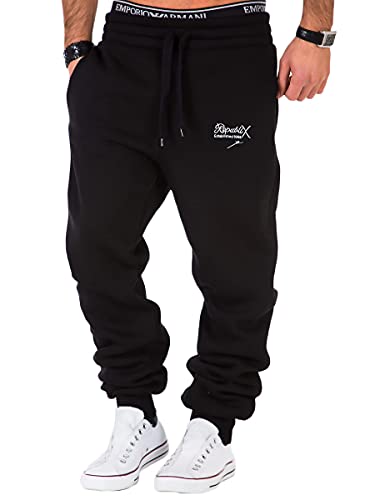 REPUBLIX Herren Sporthose Jogger Jogginghose Sweatpants Trainingshose R-0052 Schwarz L