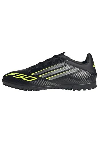 adidas Unisex F50 Club Turf Football Boots Fußballschuhe, core Black/Iron met./Lucid Lemon, 43 1/3 EU