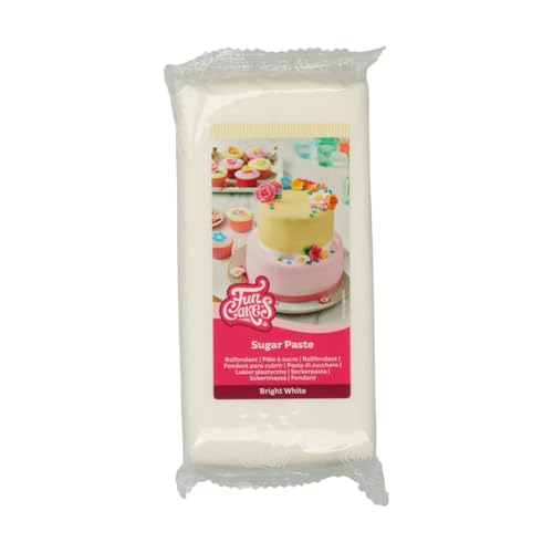 FunCakes Rollfondant Bright White: Einfach zu verwenden, glatt, flexibel, weich und biegsam, perfekt zum Dekorieren von Kuchen, halal, koscher und glutenfrei. 1 kg