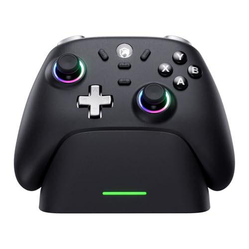 ECHTPower PC Wireless Controller, 1000Hz Gaming-Controller mit RGB/Hall-Joystick/Turbo/Vibration/800mAh Wiederaufladbare Batterie, Wireless-Controller für PC/Switch 2/Switch/Steam (Ladestation)