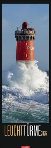 Leuchttürme Kalender 2026: Langer Bild-Kalender mit 12 spektakulären Fotos. Wandkalender XXL 2026. Vertikaler Kalender mit atemberaubenden Landschaftsfotografien. 34 x 98 cm.