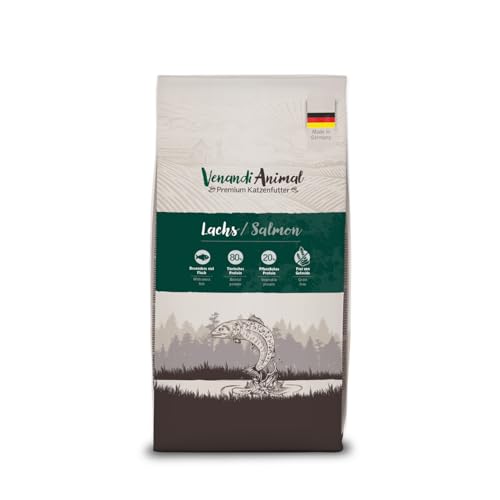 Venandi Animal – Premium Katzenfutter – Lachs, mit viel frischem Fisch, Trockenfutter, getreidefrei 1er Pack (1 x 1,5kg)