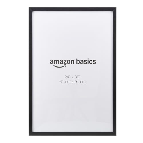 Amazon Basics Rechteckiger Poster-/Bilderrahmen aus Holz, 61cm x 91cm, Schwarz