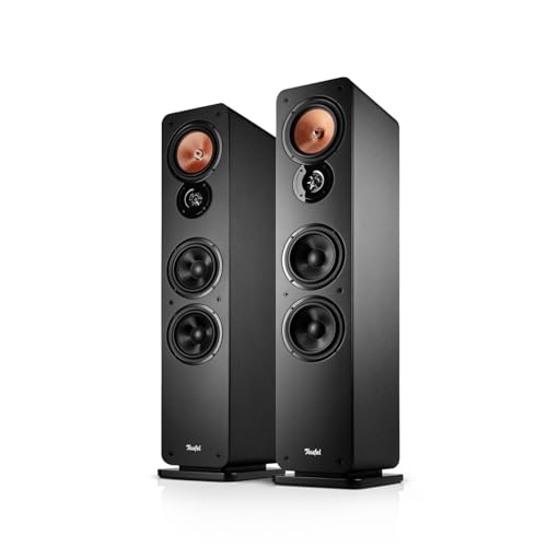 Teufel Ultima 40 Mk4 Stereo Standlautsprecher - HiFi Lautsprecher Paar der Spitzenklasse, Phase-Plug Hochtöner, Doppelrohr-Bassreflex, Mitteltöner aus gewebtem Kevlar - schwarz