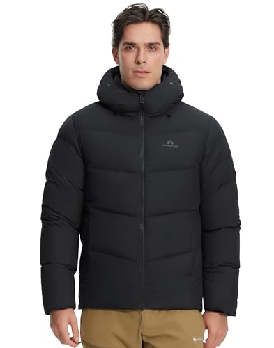 Pioneer Camp Herren Steppjacke Winter Daunenjacke 90% Entendaunen Warm Atmungsaktiv Winddicht Outdoorjacke(Black;L)