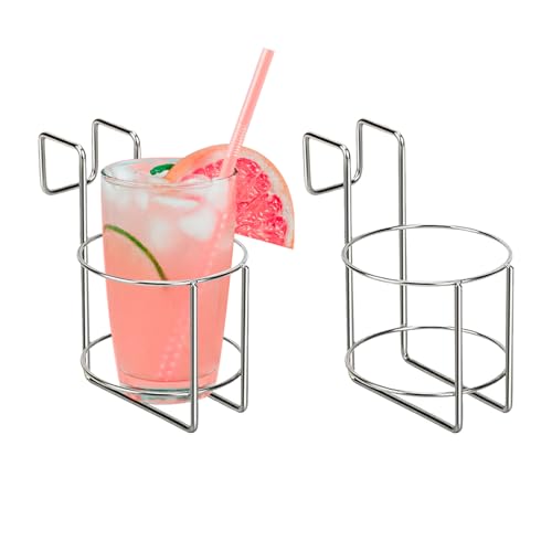 2 Stück Getränkehalter Strandkorb Becherhalter Strandkorb zubehör Edelstahl Flaschenhalter für Becher Tassen Flaschen Gläser