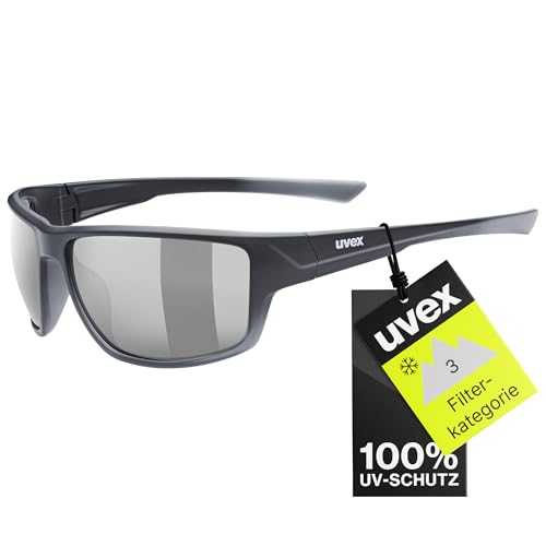 Uvex sportstyle 230 - Sportbrille für Damen und Herren - starker Schutz vor Sonnenstrahlung - 100% UVA-, B, C Schutz - black matt/silver - one size