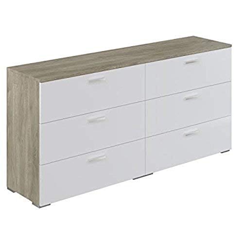 Amazon Marke - Movian Kolva zeitgemäße Kommode mit 6 Schubladen, 40 x 160 x 76,5, Eiche Optik