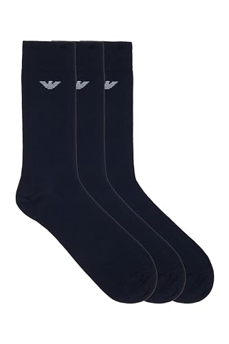Emporio Armani Herrensocken, lässig, Baumwolle, 3er-Pack, Blau, Einheitsgröße, Blau/Blau/Blau, Einheitsgröße