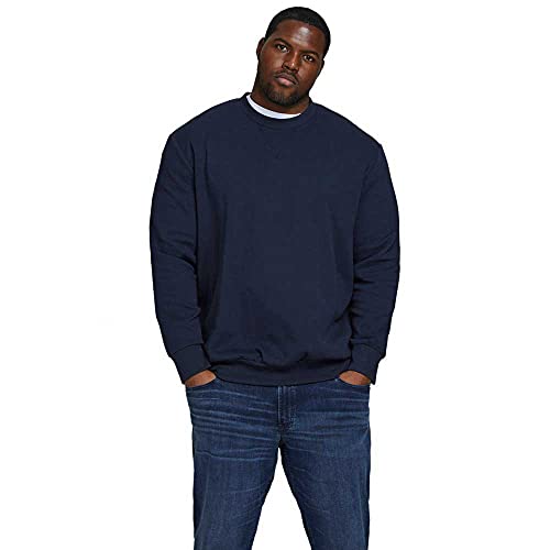 Herren Jack & Jones Basic Sweater Plus Size Langarm Sweatshirt Pullover Übergröße Jumper JJEBASIC, Farben:Navy, Größe Pullover:3XL