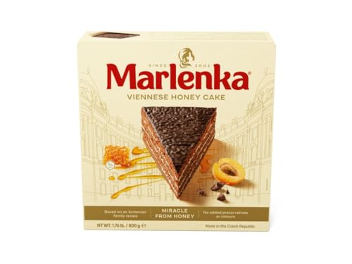 MARLENKA® Wiener Honigtorte 800 g | Marlenka Tschechischer Honigkuchen für Desserts und Geschenksets | Leckere Kuchen/Torte/Geburtstagskuchen/Geburtstagstorte