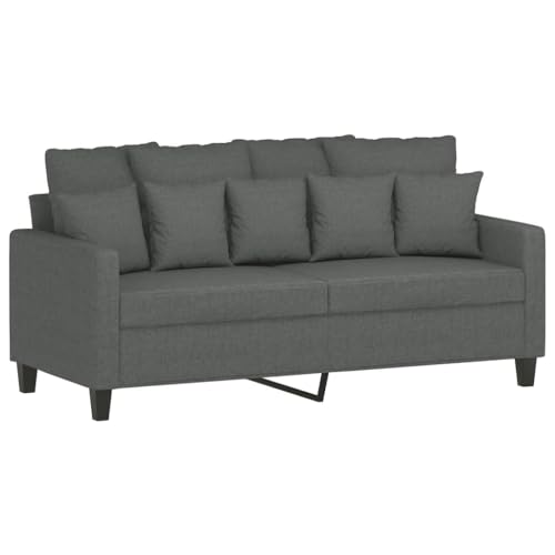 vidaXL Sofa 2-Sitzer, Loungesofa Couch mit Armlehnen Rückenkissen, Wohnzimmersofa Designsofa Metallgestell, Sitzmöbel Zweisitzer, Dunkelgrau Stoff