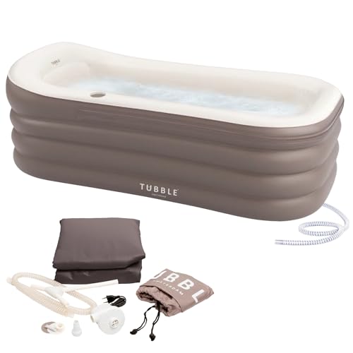 Tubble® Royale Badewanne Aufblasbar Ambiant Taupe 255 Liter - Faltbare Badewanne für Erwachsene bis 188 cm, Aufbau in 1min, Für Indoor und Outdoor, Home Spa & Eisbad