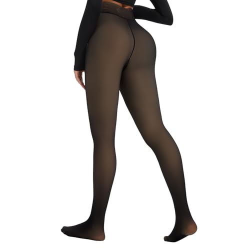 Tyusatu Thermo Strumpfhose Damen Winter,230g Thermo Leggings Gefütterte Thermostrumpfhose Hautfarbe warme dicke fleele tights
