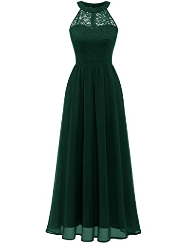 Wedtrend Damen Brautjungfer Kleid Abendkleid Damen Lang Party Ballkleider Neckholder Sommerkleid Dunkelgrün WT0201 DarkGreen 2XL