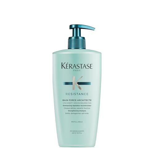 Kérastase Shampoo für geschädigtes und strapaziertes Haar, Regenerierendes und stärkendes Haarbad, Bain Force Architecte, Résistance, 500 ml