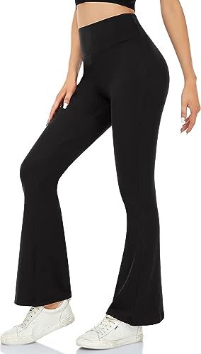 ACTINPUT Yogahose Damen Schlaghose Blickdicht Flared Leggings Bootleg Sporthose Bootcut Jogginghose Fitnesshose Jazzpants(Schwarz,M)