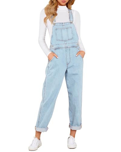 Vetinee Damen Jumpsuit Sommer Jeans Latzhose Azurblaues Leuchten Größe X-Large Passt EU Größe 46 bis EU Größe 48