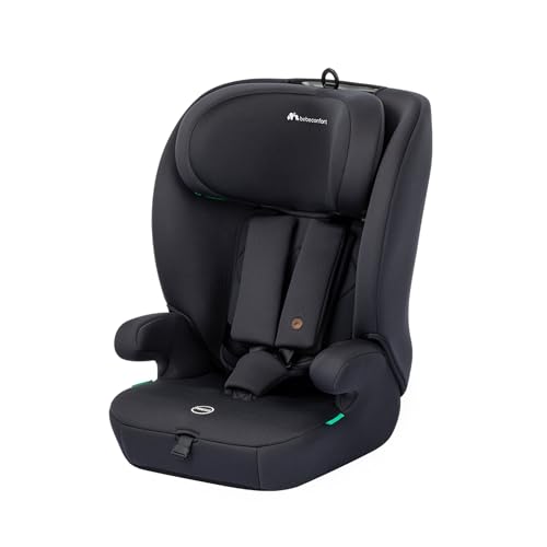 Bebeconfort Ever i-Safe, Mitwachsender Kindersitz 9-36 kg, 15 M.–12 J., 76–150cm, Kindersitzerhöhung, R129-Sicherheit, Seitenaufprallschutz, 11 Kopfstützenpositionen, Integrierte Armlehnen, Full Black