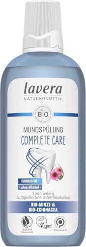 lavera Mundspülung Complete Care - Alkoholfrei -Fluoridfrei - Bio-Minze und Bio-Echinacea für 5-fach-Wirkung - Vegan - Naturkosmetik - 400 ml