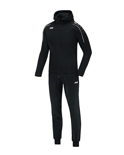 JAKO Trainingsanzug Herren & Damen Polyester Classico mit Kapuze Schwarz 3XL - Jogginganzug 2-teilig für Sport und Alltag, Jogginghose & Trainingsjacke