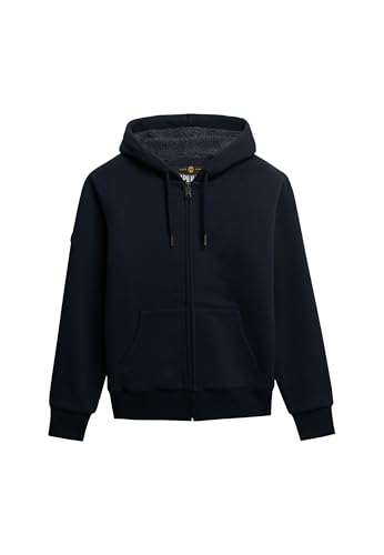 Superdry Herren Borg-gefütterter Zip-Hoodie Finster Marineblau XL