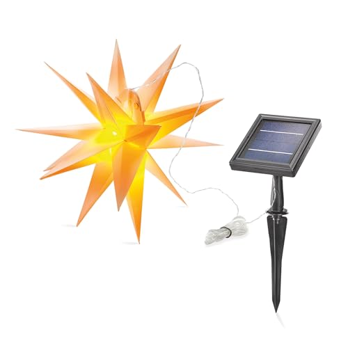 Esotec Solarleuchte für außen WEIHNACHTSSTERN 3D | DUO COLOR Solarlampe hängend Balkondeko Hängeleuchte Gartenfigur Stern winterlich LED Gartenbeleuchtung Weihnachts-Deko | IP44 D=35cm 102573