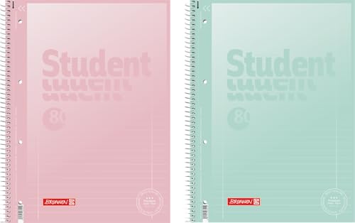 BRUNNEN Collegeblock Premium Student „Pastell“ | A4, Lineatur 27, 80 Blatt, sortiert
