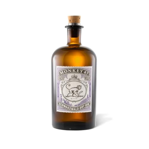 Monkey 47 Schwarzwald Dry Gin – Harmonischer Ultra Premium Gin mit Wacholderaroma & frischen Zitronen- und Fruchtnoten – 1 x 0,5 L | 500 ml (1er Pack)