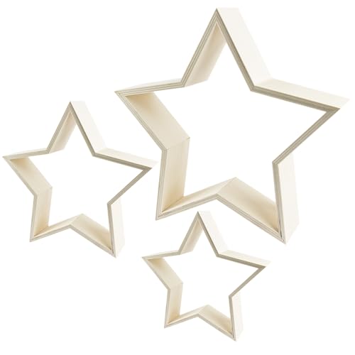 Ideen mit Herz Sterne | Holzrahmen | Holz-Sterne in drei verschiedenen Größen | 3 Stück