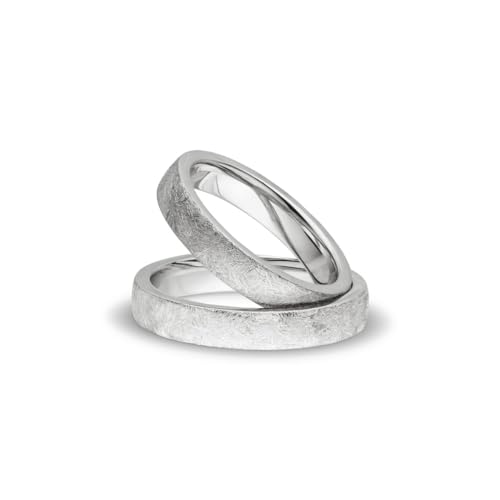 Kolibri Rings - Partnerringe Silber 925 Paarpreis Massiv 4 mm Breite Nickelfrei Freundschaftsringe Trauringe Eheringe 100% Made in Germany- Inkl. Gratis Etui + Gravur (Eismatt)