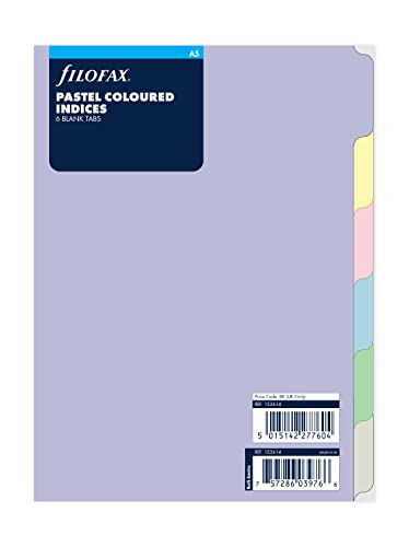 Filofax A5 Pastell 6 Blanko-Register.