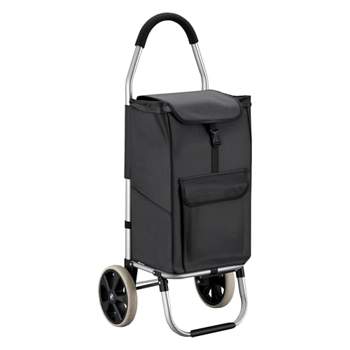 Wiltec Einkaufstrolley klappbar 36,5 x 44 x 103 cm bis 40 kg, Hackenporsche mit Zwei Rädern, Faltbarer Trolly Einkaufswagen mit Handgriff, Shopping Trolley mit großer Einkaufstasche