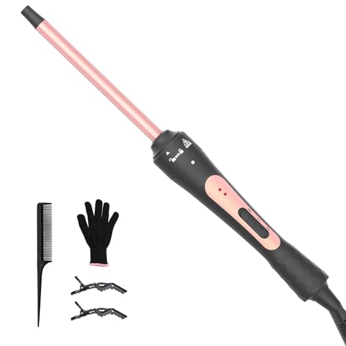 iToncs Lockenstab 9 mm Mini mit Quarz-Keramik-Beschichtung, zwei Temperatureinstellungen, schnell aufheizender, wird mit hitzebeständigen Handschuhen geliefert