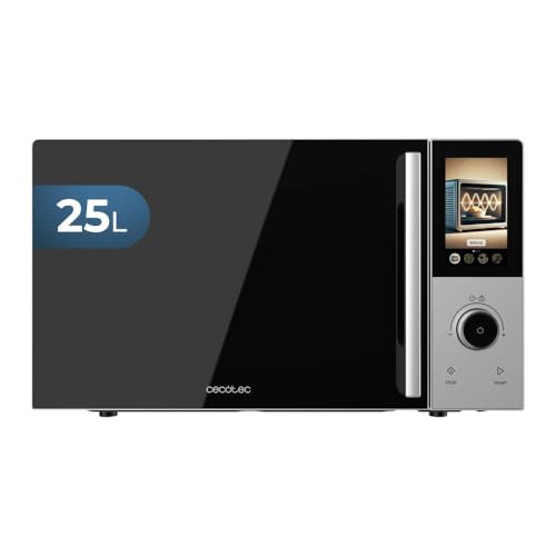 Cecotec Digitale Touchscreen-Mikrowelle mit Grill, 25 l, Convection 2500 Touch, 900 W, Grill 1200 W, Touch-Steuerung, Konvektion 2200 W, 8 Programme, Timer 60 min, Drehteller 315 mm, sicher