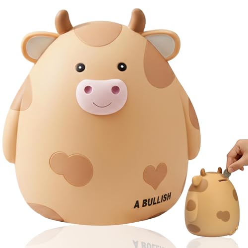 Ziyonix Sparschwein mit Kuh, Hohe Kapazität Sparschwein Cartoon Kuh Niedliche Tier sparschwein Unzerbrechliche Münzbox für Jungen und Mädchen Münzsparboxen
